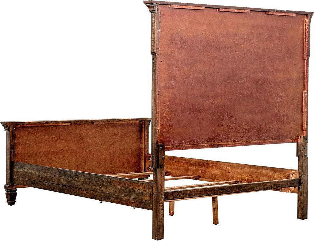 Coaster Home Furnishings Avenue Traditional 4-Piece Bedroom Set Queen Size Panel Bed Frame 68-inch Headboard Weathered Burnished Brown 223031Q-S4