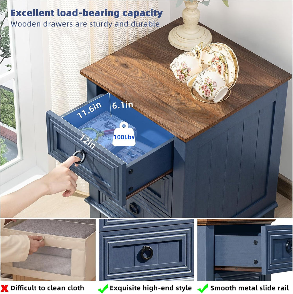 Joaxswe Farmhouse Dresser and Nightstand Sets 3 Piece, Nightstands Set of 2 and 6 Drawers Dressers for Bedroom, 54' Wide Dresser and 18' Inch Night Stand Set for Bedroom, Living Room, Hallway
