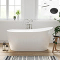 FerdY Lana'i 60' Freestanding Bathtub, Gracefully Shaped Freestanding Soaking tub, cUPC Certified, Matte Black Drain Assembly Included