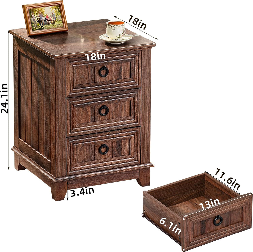 Joaxswe Farmhouse Dresser and Nightstand Sets 3 Piece, Nightstands Set of 2 and 6 Drawers Dresser for Bedroom, 54' Wide Dresser and 18' Inch Night Stand Set for Bedroom, Living Room, Hallway