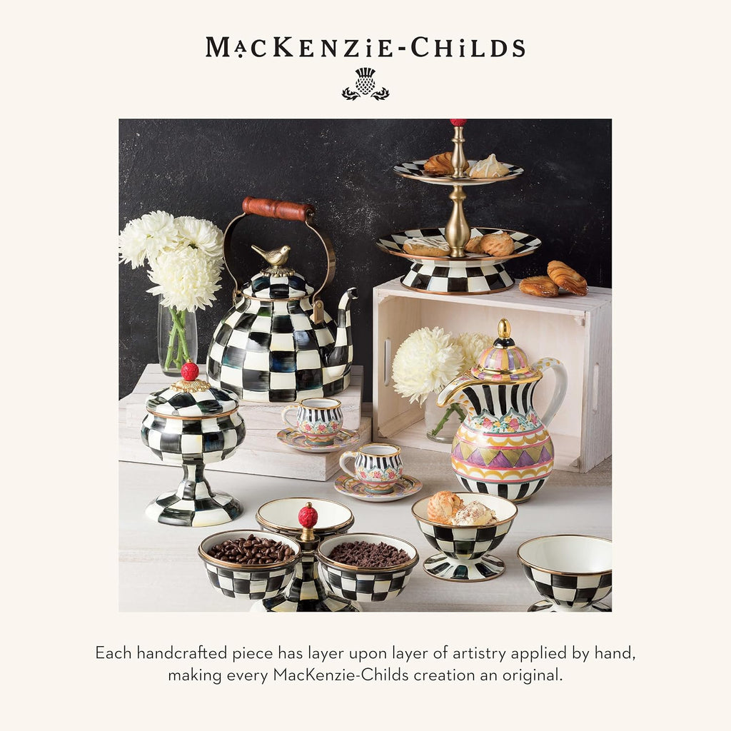 MACKENZIE-CHILDS Wood Paper Towel Holder, Decorative Paper Towel Holder for Kitchen, Black-and-White Courtly Check