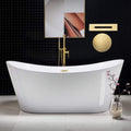 WOODBRIDGE 71'Freestanding White Acylic Soaking Bathtub with Brushed Gold Drain and Overflow,BTA1517 -BG-Drain &O