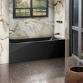 Fine Fixtures Acrylic, Fiberglass Alcove Soaking Bathtub with Integral Apron Front in Glossy Black - Right Hand Drain, 48' x 32'