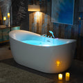 WOODBRIDGE 72' x 35-3/8' Whirlpool Water Jetted and Air Bubble Freestanding Heated Soaking Combination Bathtub wirh LED control panel and Faucet, BJ400+F0041CH