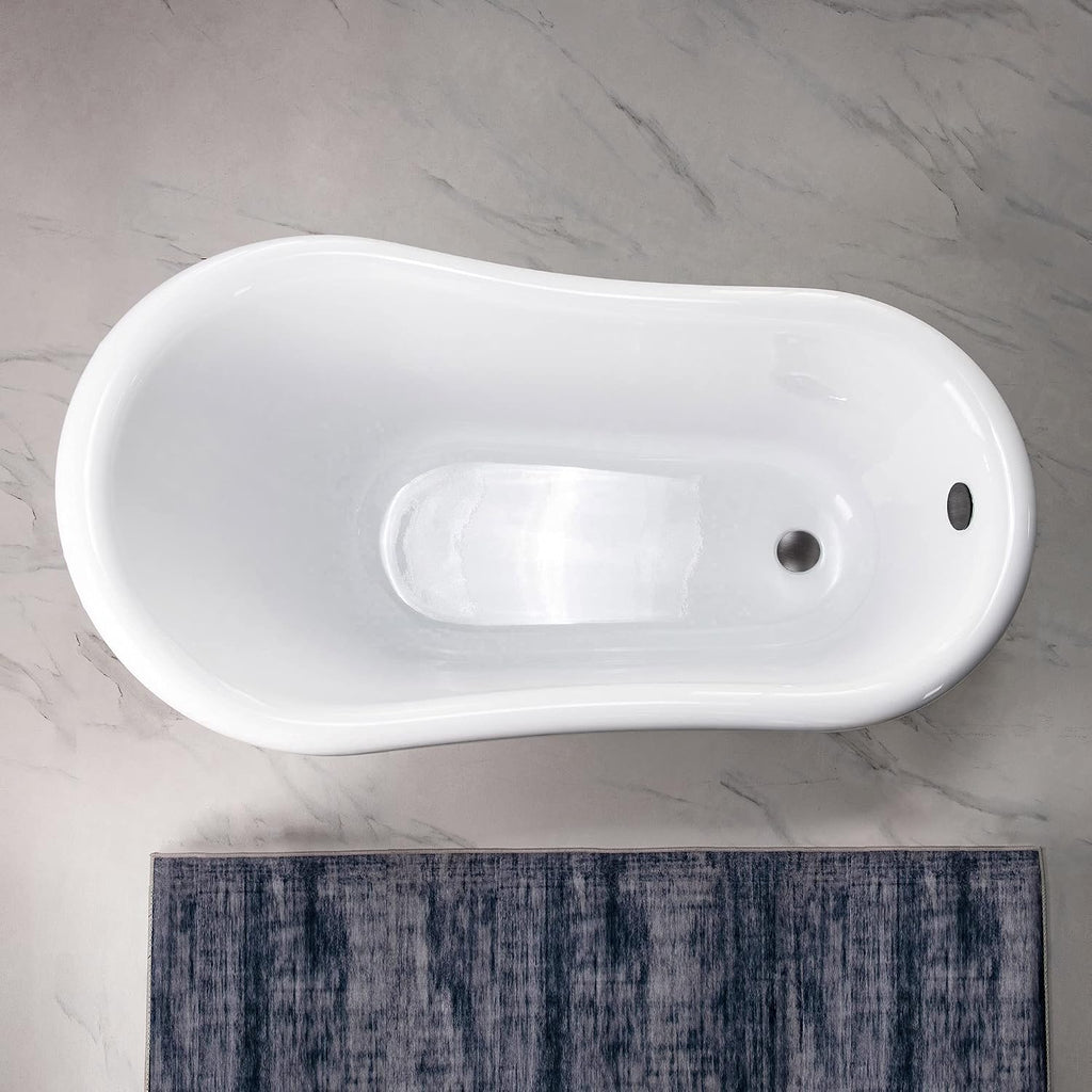 WOODBRIDGE 54' Heavy Duty Acrylic Slipper Clawfoot Bath Tub with ORB Feet + ORB Drain &Overflow