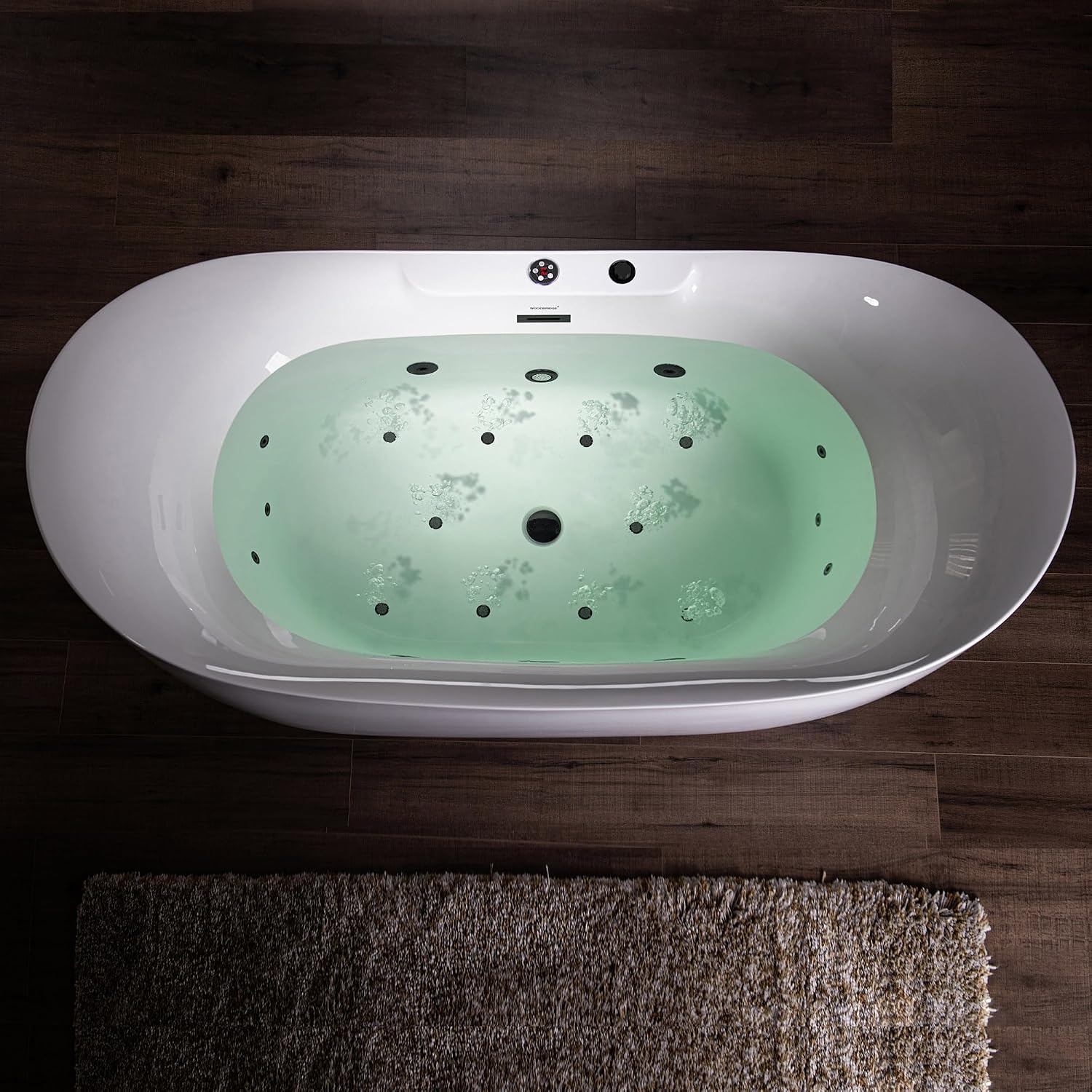 WOODBRIDGE 72' x 35-3/8' Whirlpool Water Jetted and Air Bubble Freestanding Heated Soaking Combination Bathtub with LED control panel,Matte Black drain and overflow,BM-400