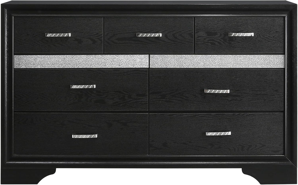 Coaster Home Furnishings Miranda Contemporary 4-Piece Bedroom Set Full Size Storage Panel Bed Frame 50-inch Headboard Black 206361F-S4