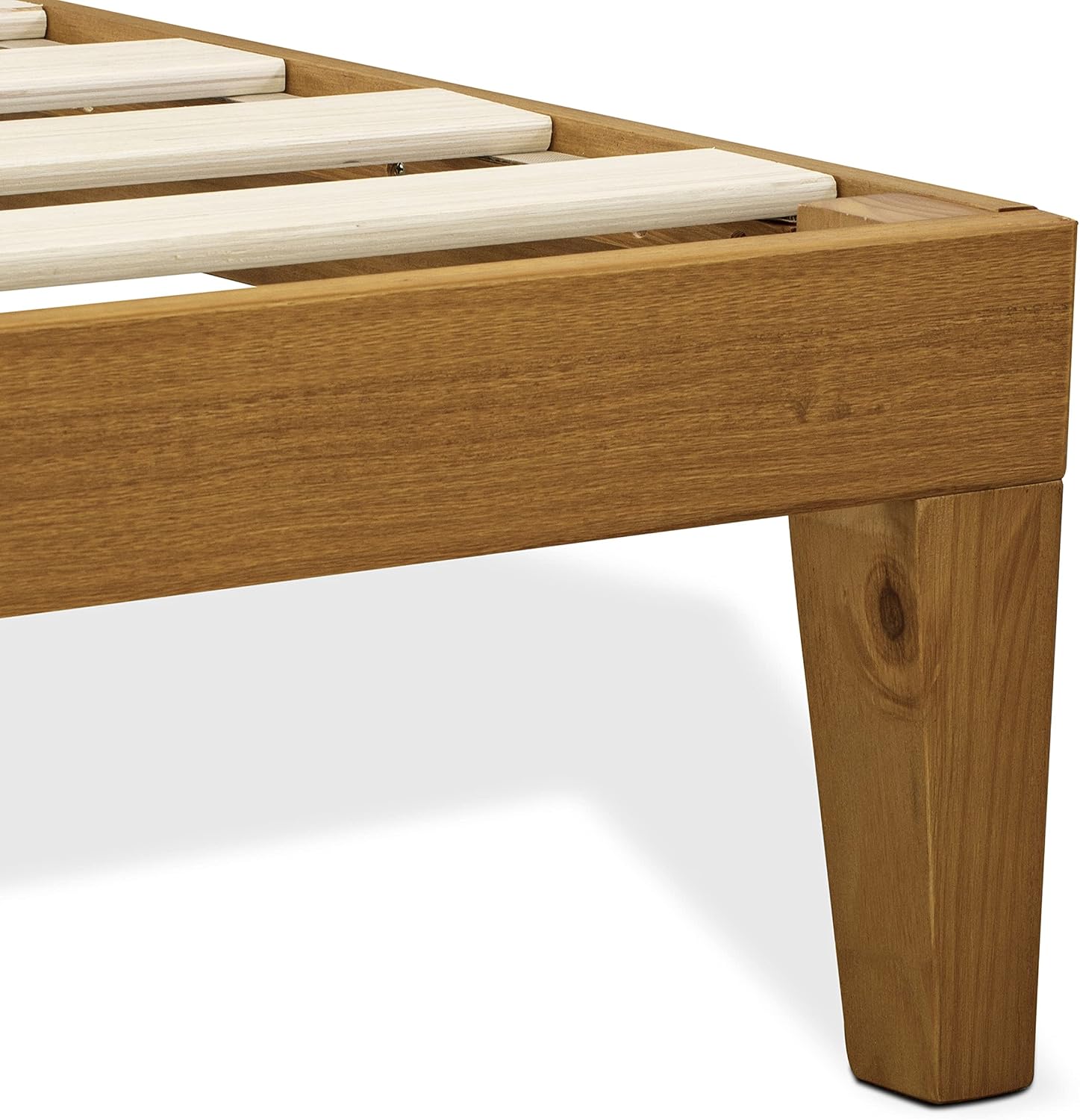 East West Furniture DNP-23-F Full Size Platform Bed Frame with 4 Solid Wood Legs and 2 Extra Center Legs - Oak Finish