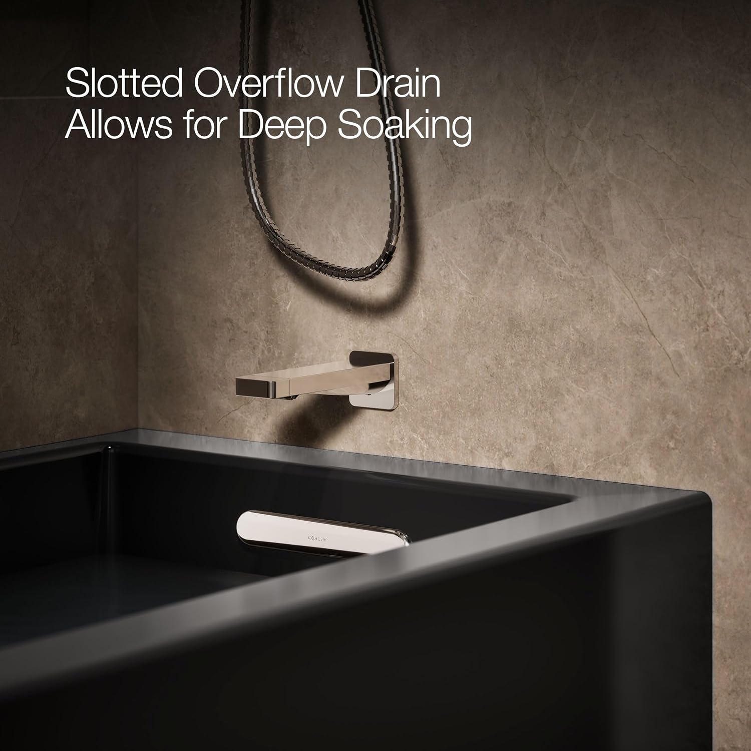 Kohler 1956-RA-7 Underscore® 60' x 30' alcove bath right drain, Black Black