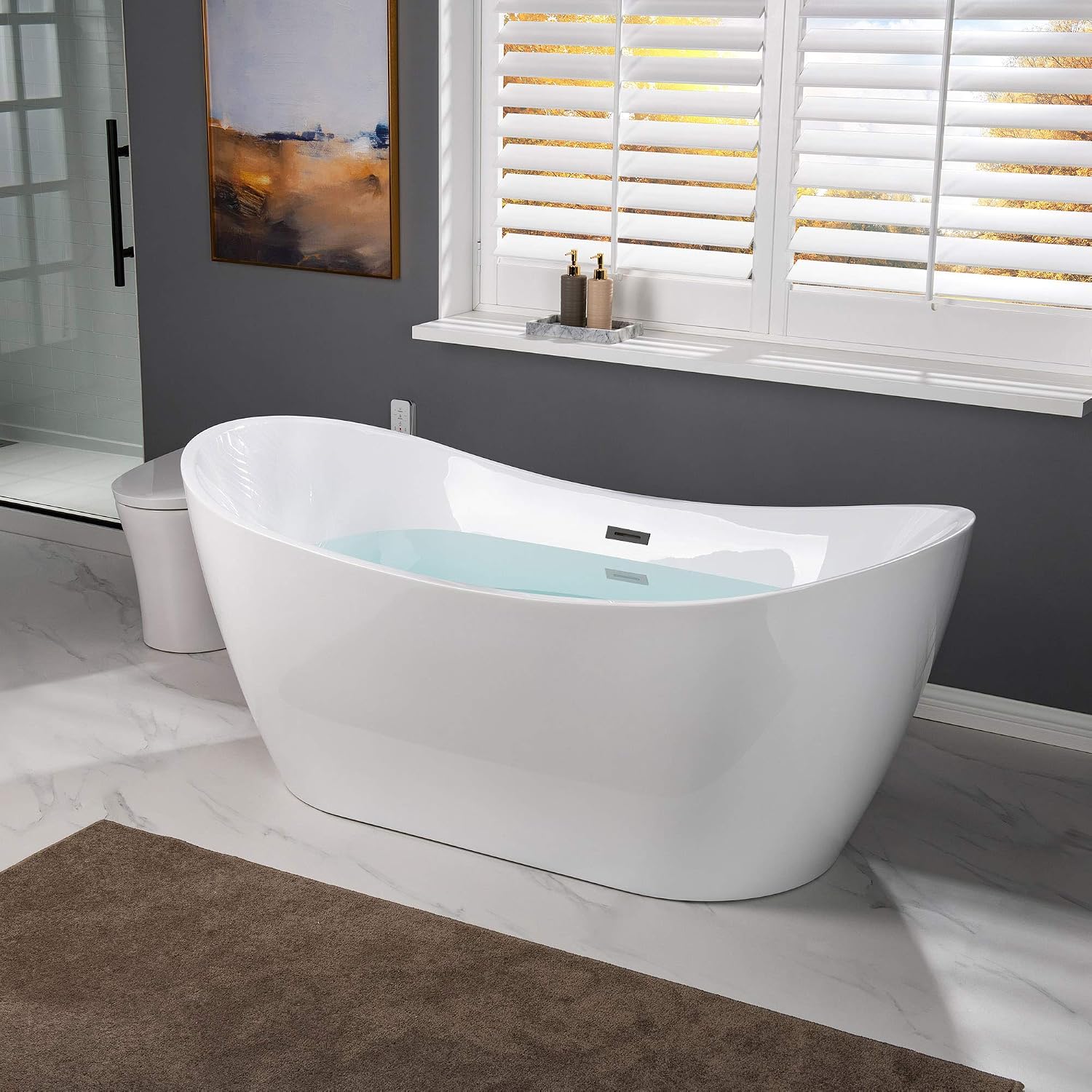 WOODBRIDGE BTA1515-MB-Drain &O Bathtub, 67 Inch, Matte Black