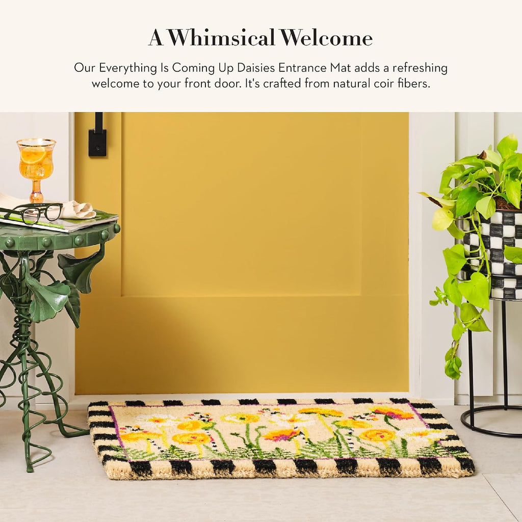 MACKENZIE-CHILDS Entrance Mat, Decorative Outdoor Front Door Mat, Coir Door Mat, Everything is Coming Up Daisies