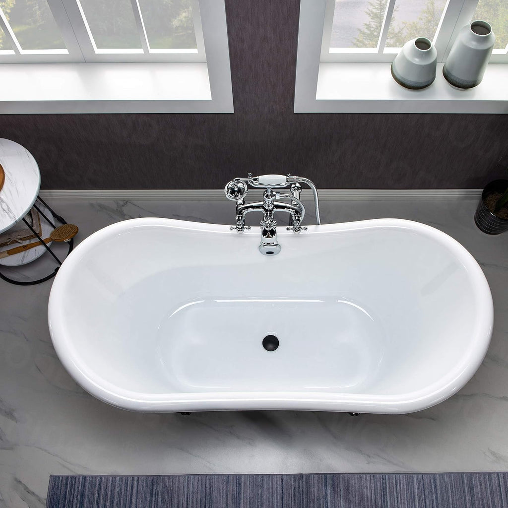 WOODBRIDGE BTA1842-C-Feet+C-Drain Bathtub, Chrome
