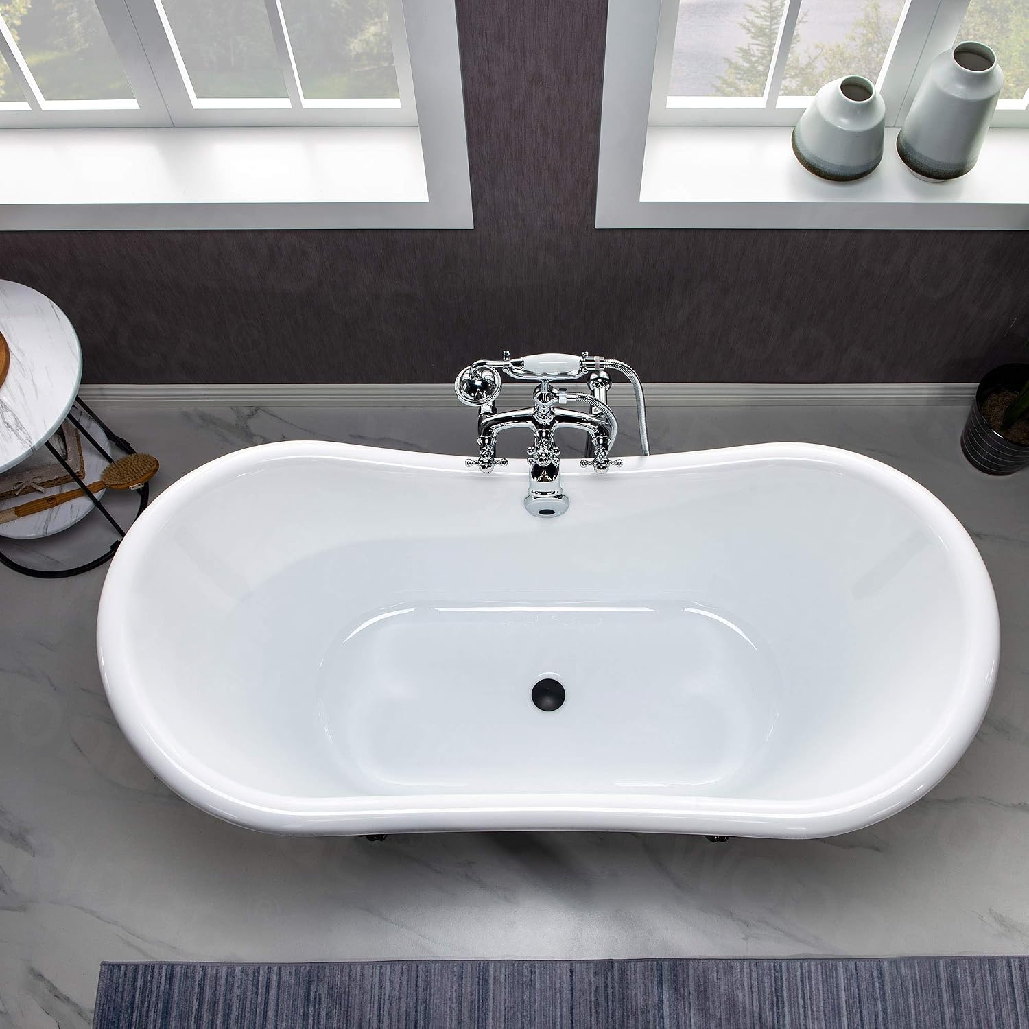 WOODBRIDGE BTA1842-C-Feet+C-Drain Bathtub, Chrome