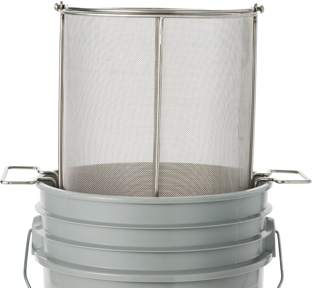 Dip N' Drain – Stainless Steel Part Cleaning Strainer Basket for 5-Gallon Buckets (Bucket Not Included) | 1/32″ Mesh, Swing Handle, Great for Mechanics, Auto Parts, Garage, Shop & Home Cleaning