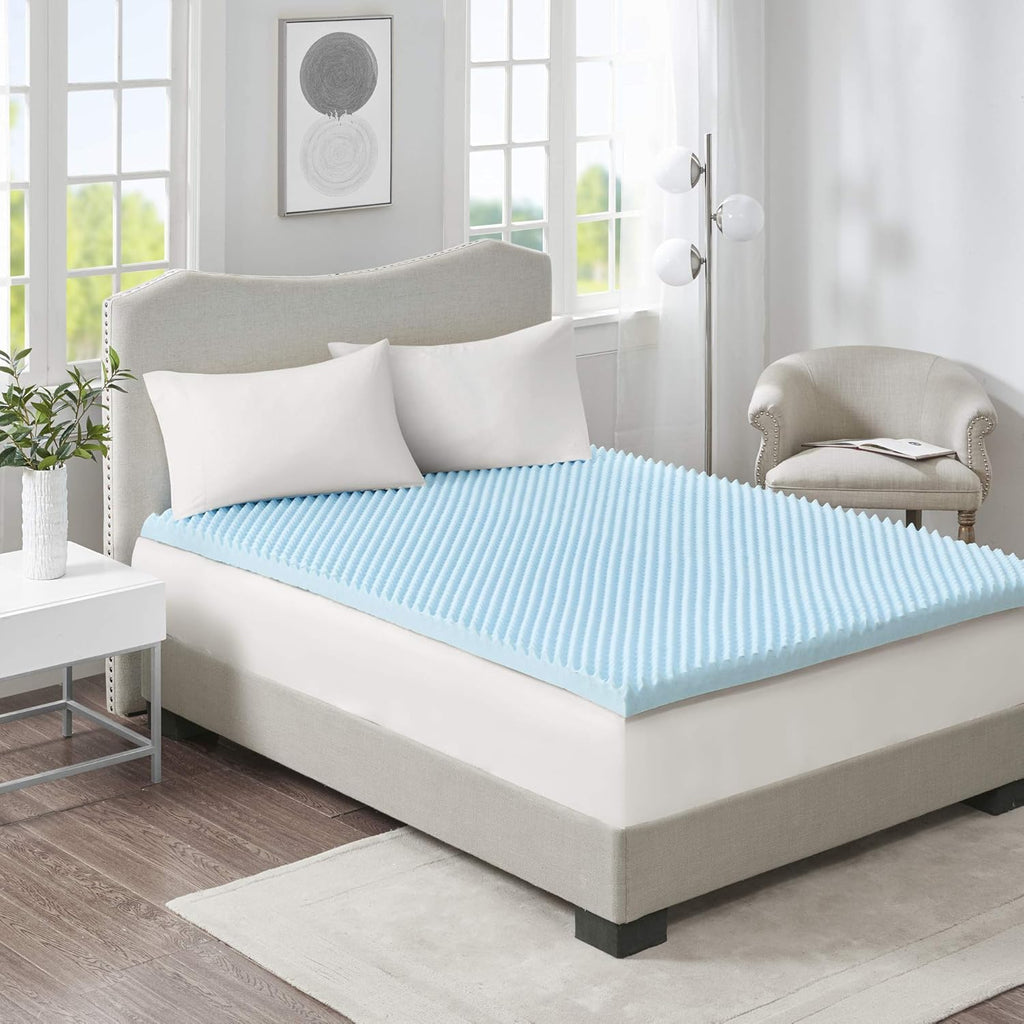 Sleep Philosophy Gel Infused Memory Foam Mattress Topper Luxurious, All Season Enhanced Bed Support, Cal King, 3' Thick, Without Cover Blue