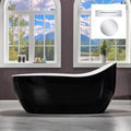WOODBRIDGE 67' Air Bubble Freestanding Bathtub with Chrome Overflow and Drain,Black Air Bubble Tub