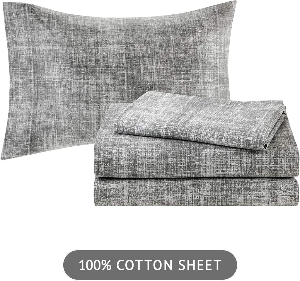 Madison Park Essentials Queen Comforter Set, Bed in a Bag Queen, Watercolor Print Coastal Comforter & Chambray Cotton Sheet Set, All Season Bedding Set, Saben, Aqua Queen (90 in x 90 in) 9 Piece