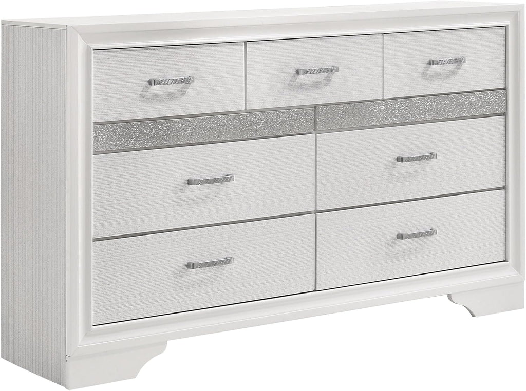 Coaster Home Furnishings Miranda Contemporary 4-Piece Bedroom Set Twin Size Storage Panel Bed Frame 50-inch Headboard White 205111T-S4