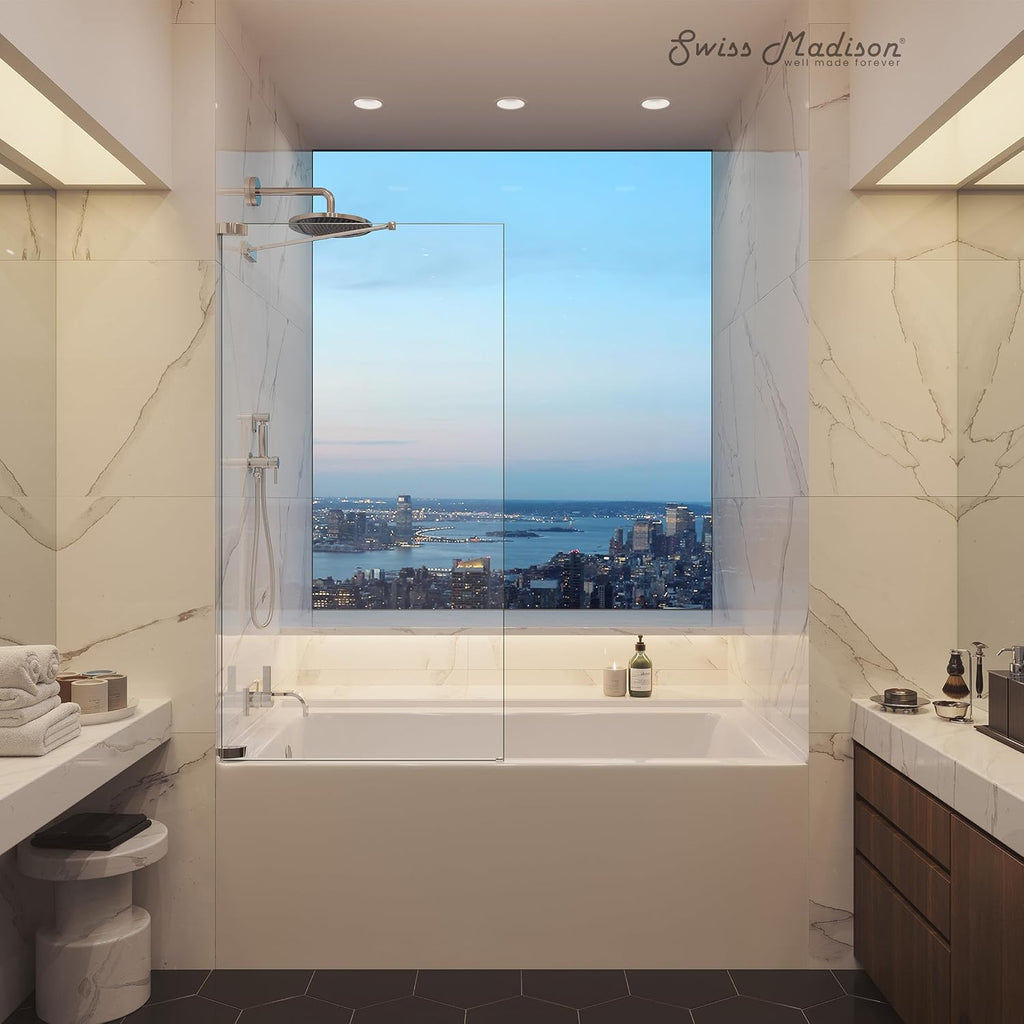 Voltaire 60' x 30' Left Drain Skirted Soaking Bathtub with Apron ADA Height in Glossy White