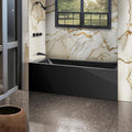 Fine Fixtures Acrylic, Fiberglass Alcove Soaking Bathtub with Integral Apron Front in Glossy Black - Left Hand Drain, 48' x 32'