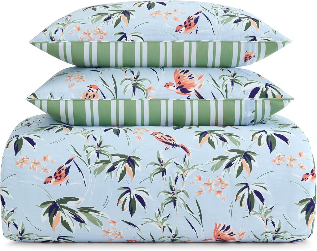 kate spade new york Bird Garden Twin Comforter Set, 300 Thread Count Cotton Reversible Cover, All Season 2 Piece Bedding, Machine Washable, Floral Multicolor