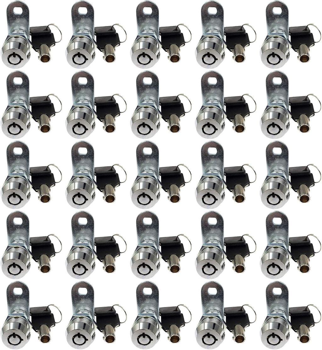 Tubular Cam Lock, Keyed Alike Removable Key (1 Inch 90°, Chrome Pack of. 25)