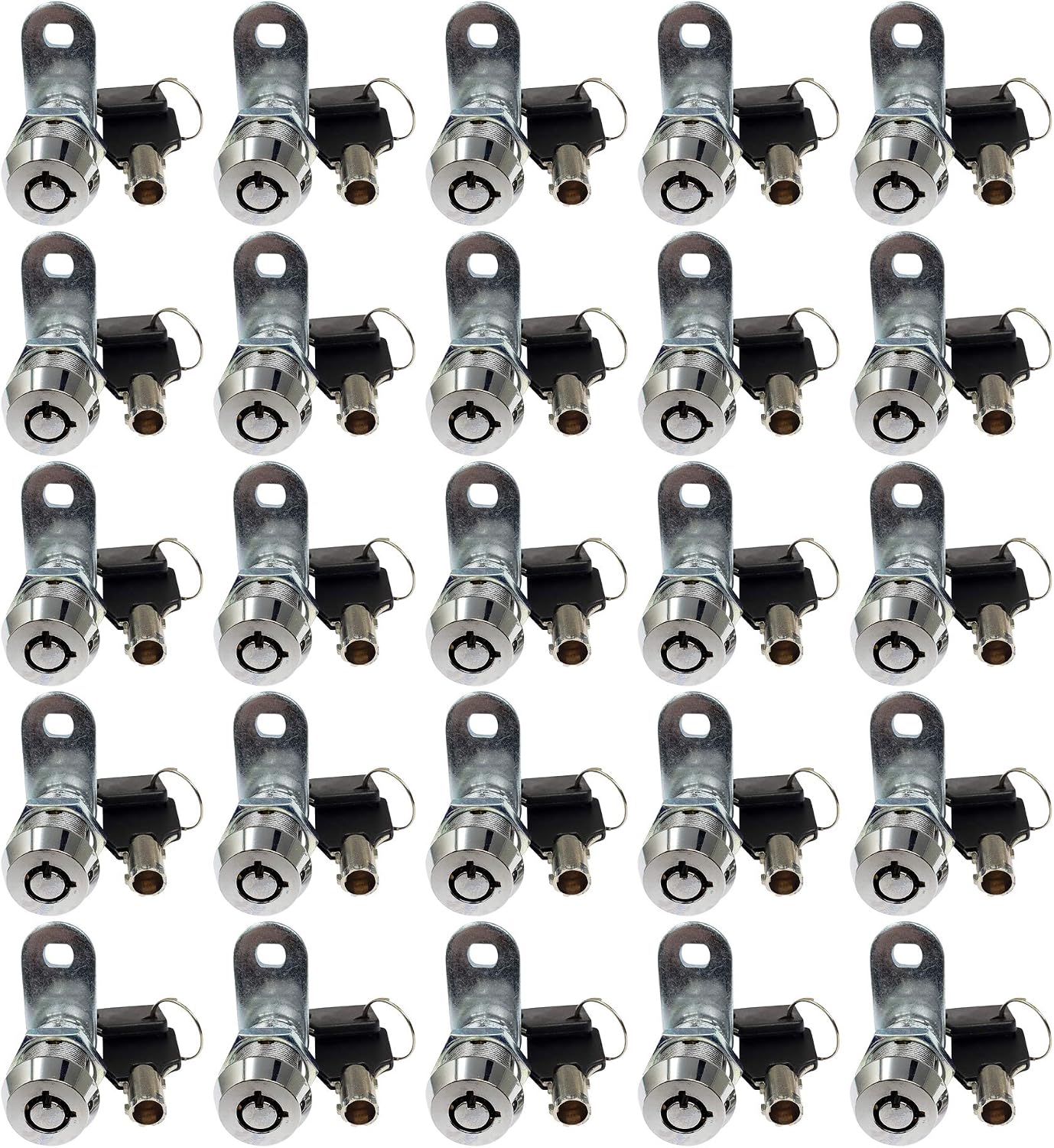 Tubular Cam Lock, Keyed Alike Removable Key (1 Inch 90°, Chrome Pack of. 25)
