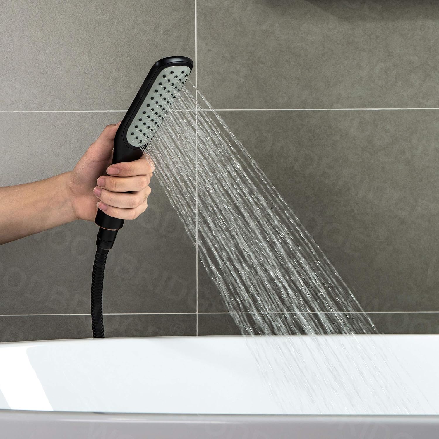 WOODBRIDGE 59' Freestanding White Acylic Soaking Bathtub with Drain Kit and Floor Mount Tub Filler in ORB,BTA1509-ORB-Drain &O+F0010ORBSQ, Oil Rubbed Bronze