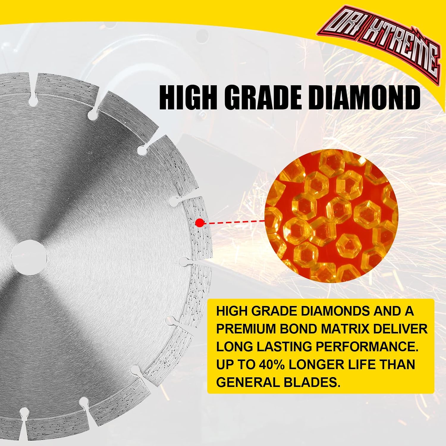 10 Inch Diamond Saw Blade 5pcs, Segmented General Purpose Blade Dry/Wet Cutting Concrete, Masonry, Brick, Block,7/8'-5/8' Arbor