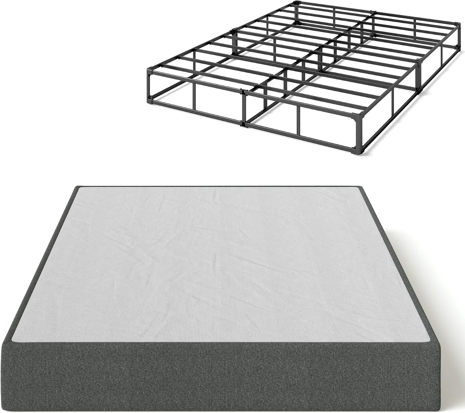 Zinus 9 Inch WonderBox(TM) Smart Box Spring, Quick Assembly Mattress Foundation, Durable Metal Frame, King, Grey