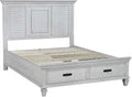 Coaster Home Furnishings Franco Farmhouse 4-Piece Bedroom Set Queen Size Storage Panel Bed Frame 57-inch Headboard Distressed White 205330Q-S4