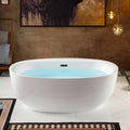 WOODBRIDGE 66' Acrylic Freestanding Bathtub Contemporary Soaking White Tub with Matte Black Overflow and Drain，B0027-MB