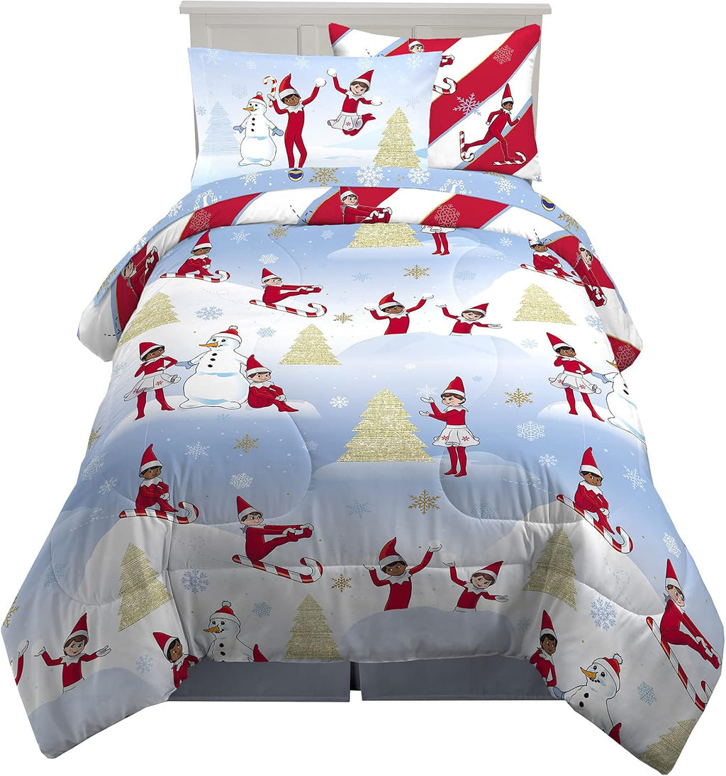 Franco Kids Bedding Soft Comforter and Sheet Set with Sham, 5 Piece Twin Size, Elf on the Shelf