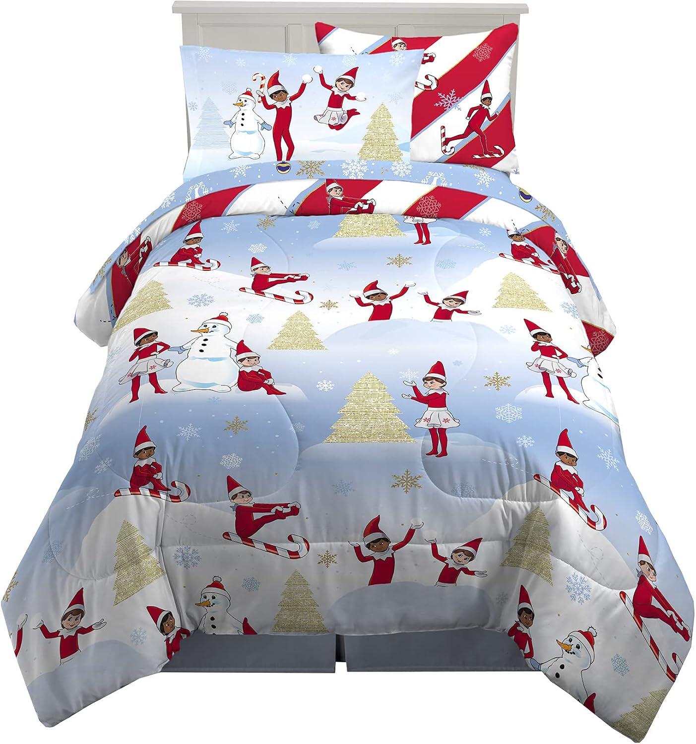 Franco Kids Bedding Soft Comforter and Sheet Set with Sham, 5 Piece Twin Size, Elf on the Shelf
