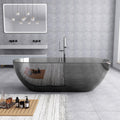 69'' Grey Freestanding Tubs Bathtub Solid Surface Resin Stone Bathtubs soaker Tubs Oval Shaped Matte Luxury Modern Soaking Tub with Overflow and Pop-up Drain