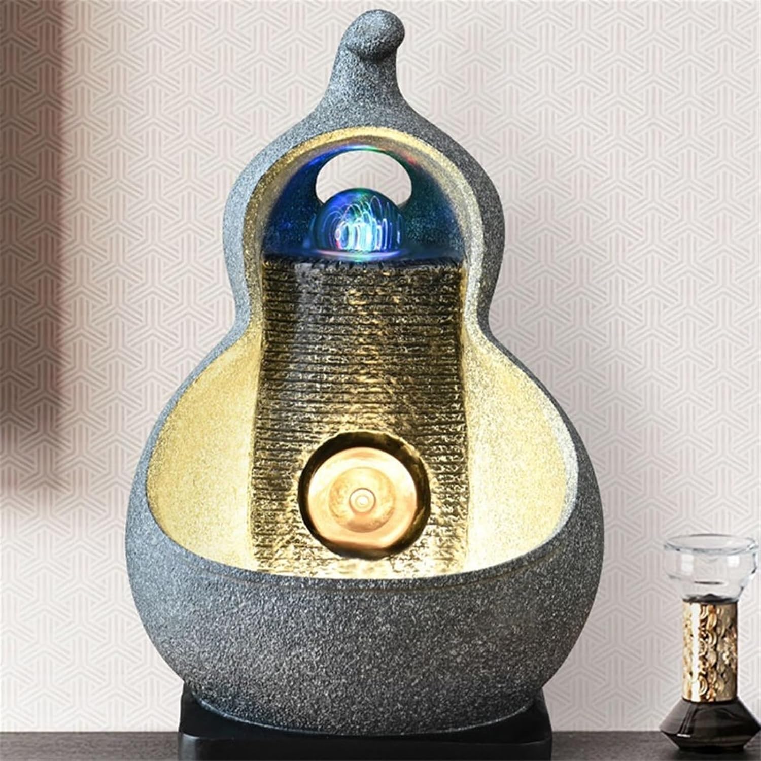 Tabletop Resin Tabletop Fountain Circulating Waterscape Decoration for Home and Office Decor(Blue)