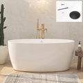 FerdY Tahiti 55' Acrylic Freestanding Bathtub, Elegant Oval Shape Soaking Bathtub, Glossy White, Matte Black Drain & Integrated Slotted Overflow Assembly Included cUPC Certified