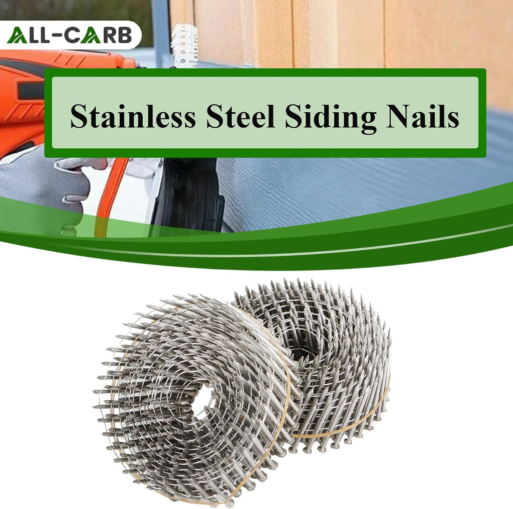 marddpair 3600 Count 1-3/4-Inch x .090-Inch 15-Degree Ring Shank Stainless Steel Siding Nails Collated Wire Coil for Wood or Fencing
