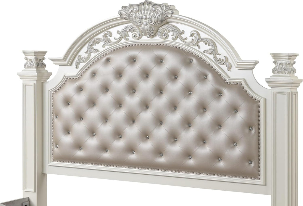 First of a Kind Platinum White King 5 Piece Bedroom Set