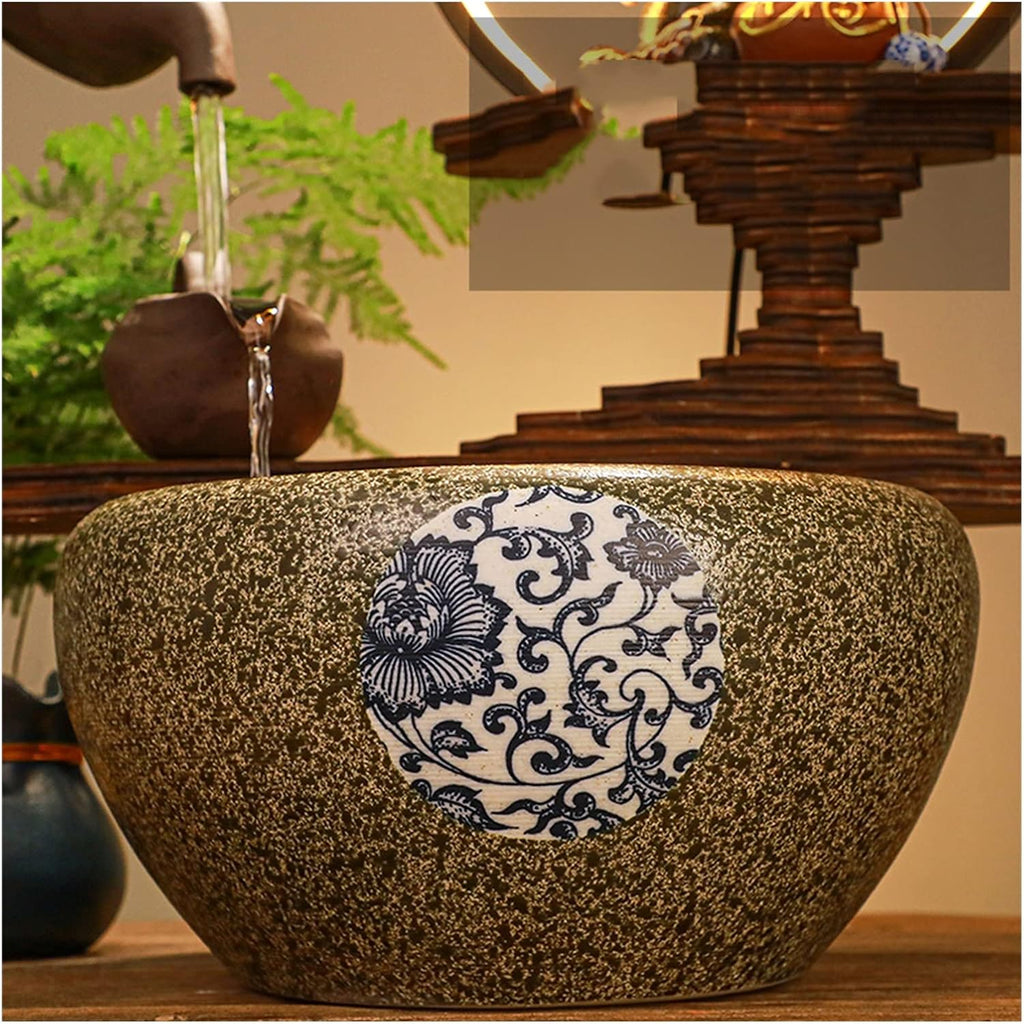 HIHELO Indoor Tabletop Waterfall Fountain Tabletop Fountain with Light Office Home Desk Decoration Tabletop Ornaments Desktop Flowing Water Waterfall Fountain Meditation Fountain
