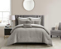 Chic Home Grey Bed in a Bag Comforter Set, Queen Size (5 Pieces), New York & Company Trinity - Polyester Bedding with Jacquard Interlaced Pattern - Comforter, Pillow Shams and Decorative Pillows