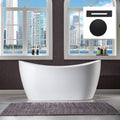 WOODBRIDGE 59' Acrylic Freestanding Bathtub Contemporary Soaking White Tub with Matte Black Overflow and Drain,B0016-MB