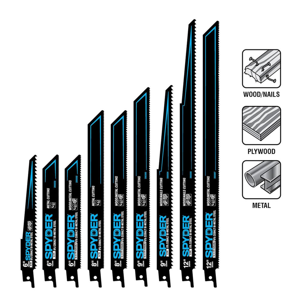 Spyder 6-Inch Reciprocating Saw Blade, for Wood and Metal, 10/14-TPI, 100-Blade Bulk Pack (200302)