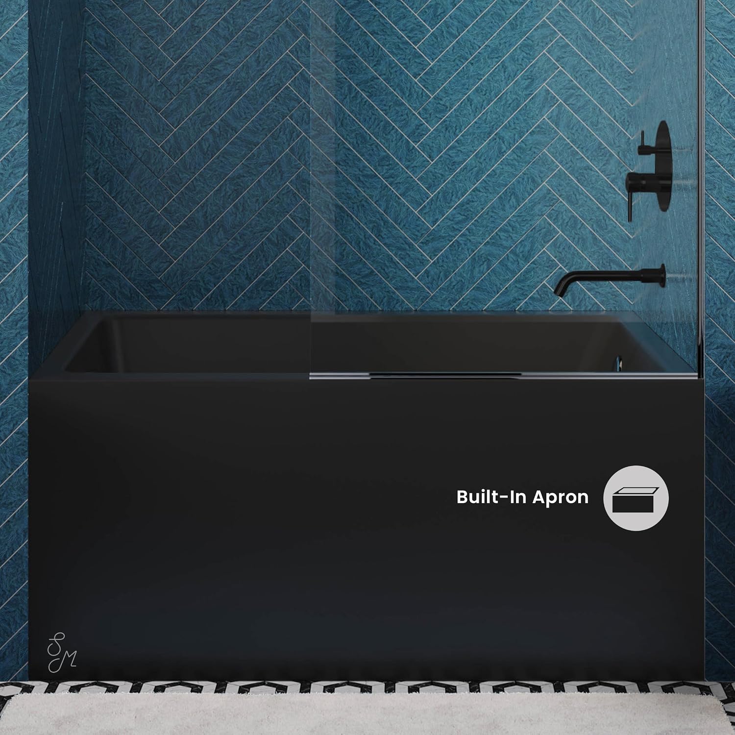 Voltaire 48' x 32' Right-Hand Drain Alcove Bathtub with Apron in Matte Black