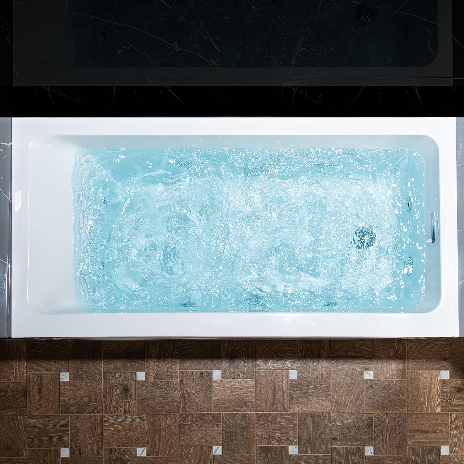 WOODBRIDGE 60' x 30' Alcove Acrylic Rectangular Whirlpool Heated Jetted Tub in White with right Drain, Polished Chrome Finish, BS666-R-CH01