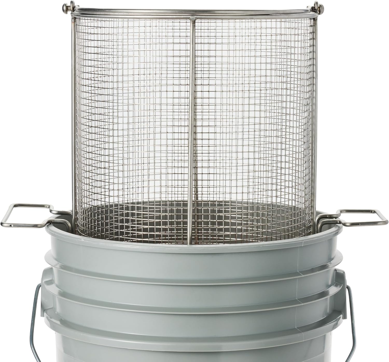 Dip N' Drain – Stainless Steel Part Cleaning Strainer Basket for 5-Gallon Buckets (Bucket Included) | 1/4″ Mesh, Swing Handle, Perfect for Mechanics, Auto Parts, Garage, Shop & Home Workshop Cleaning