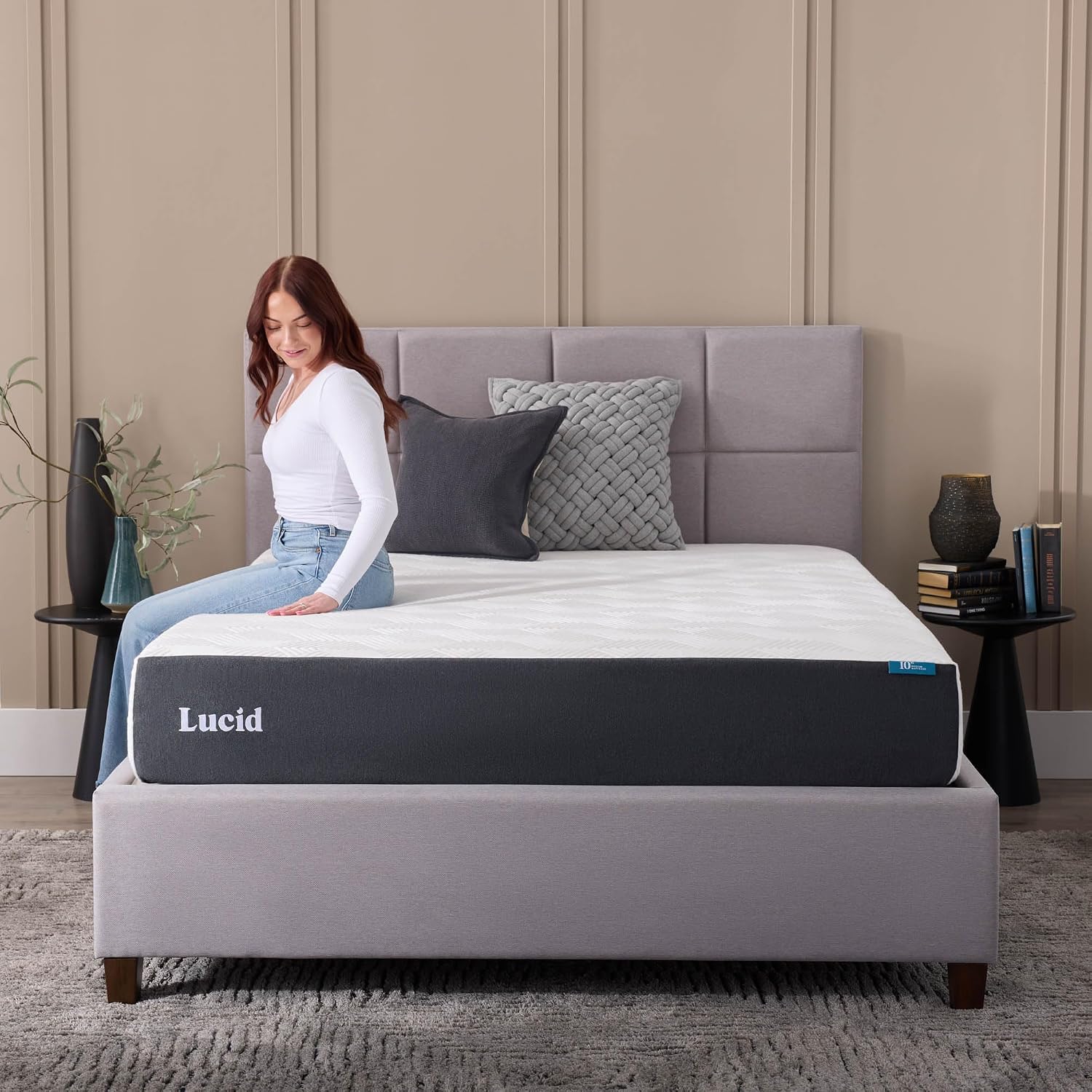 Lucid 10 Inch Memory Foam Mattress - Medium Feel - Infused with Refreshing Bamboo Charcoal and Cooling Gel - Bed in a Box - Temperature Regulating - Pressure Relief - Breathable - Full XL Size