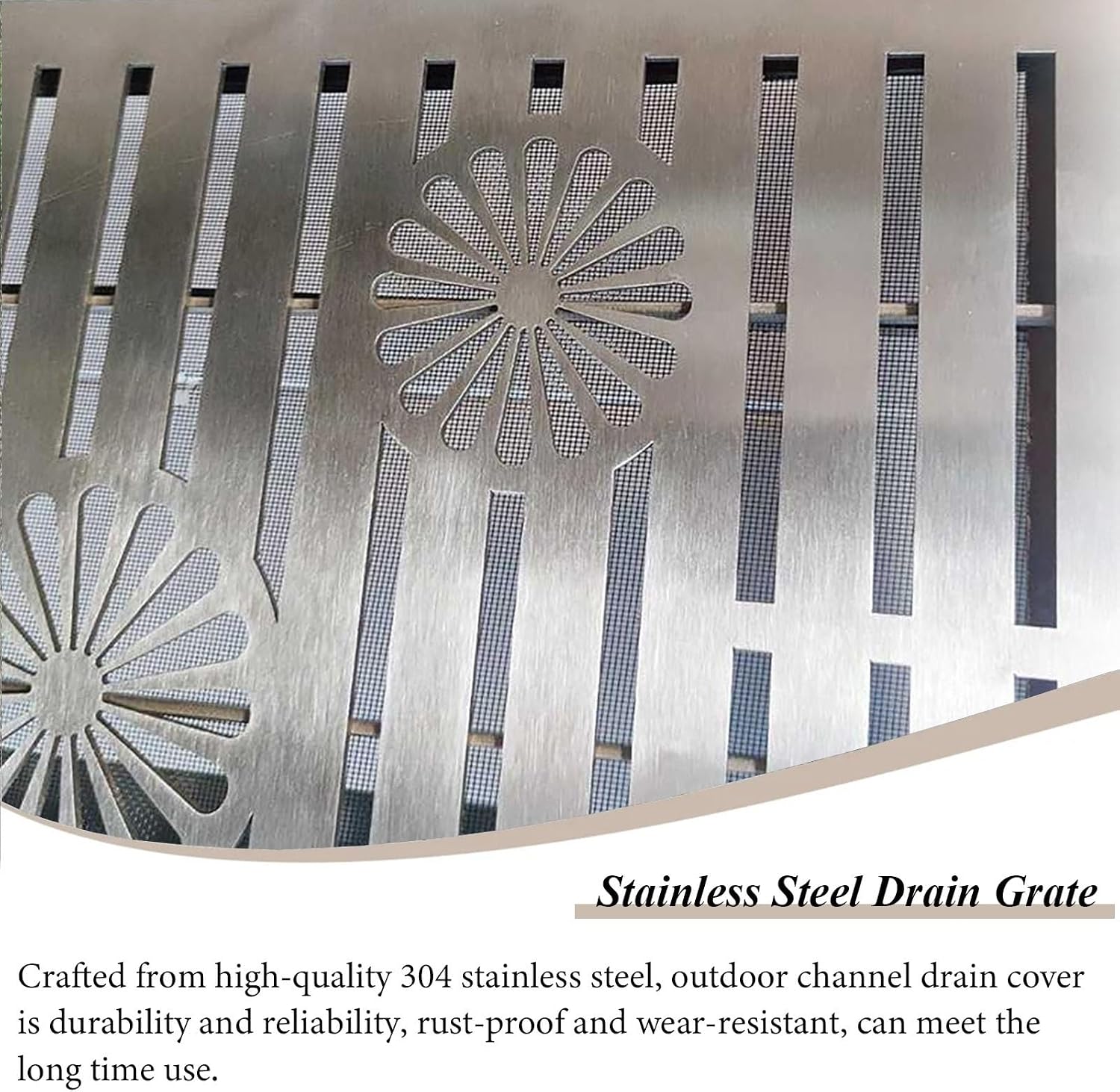 UrbanUp French Drain Kit Steel Grates for Driveway, Efficient Drainage Drain Strainers Grate, Storm Drain Strainer for Garbage Disposal, Multi-Size(30x30x3cm(11 3/4x11 3/4x1 1/8'))