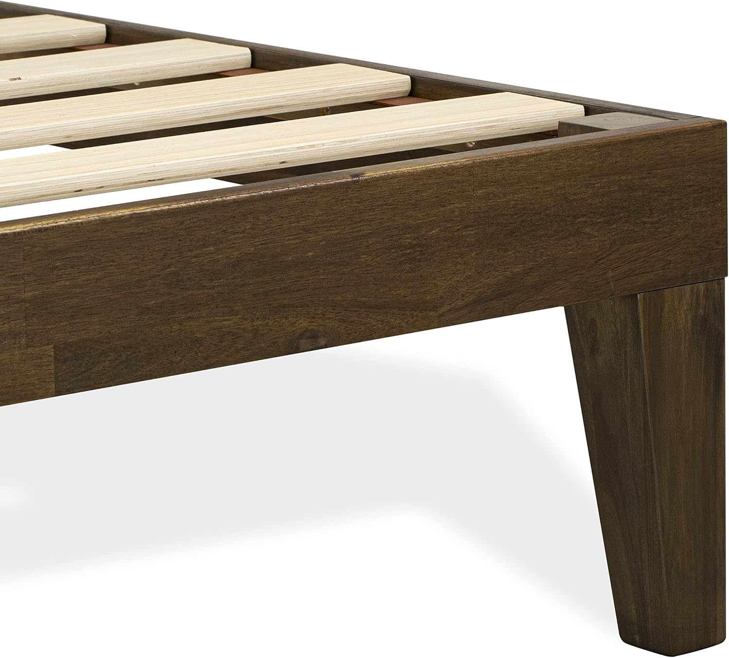 East West Furniture DNP-22-Q Queen Platform Bed Frame with 4 Solid Wood Legs and 2 Extra Center Legs - Walnut Finish
