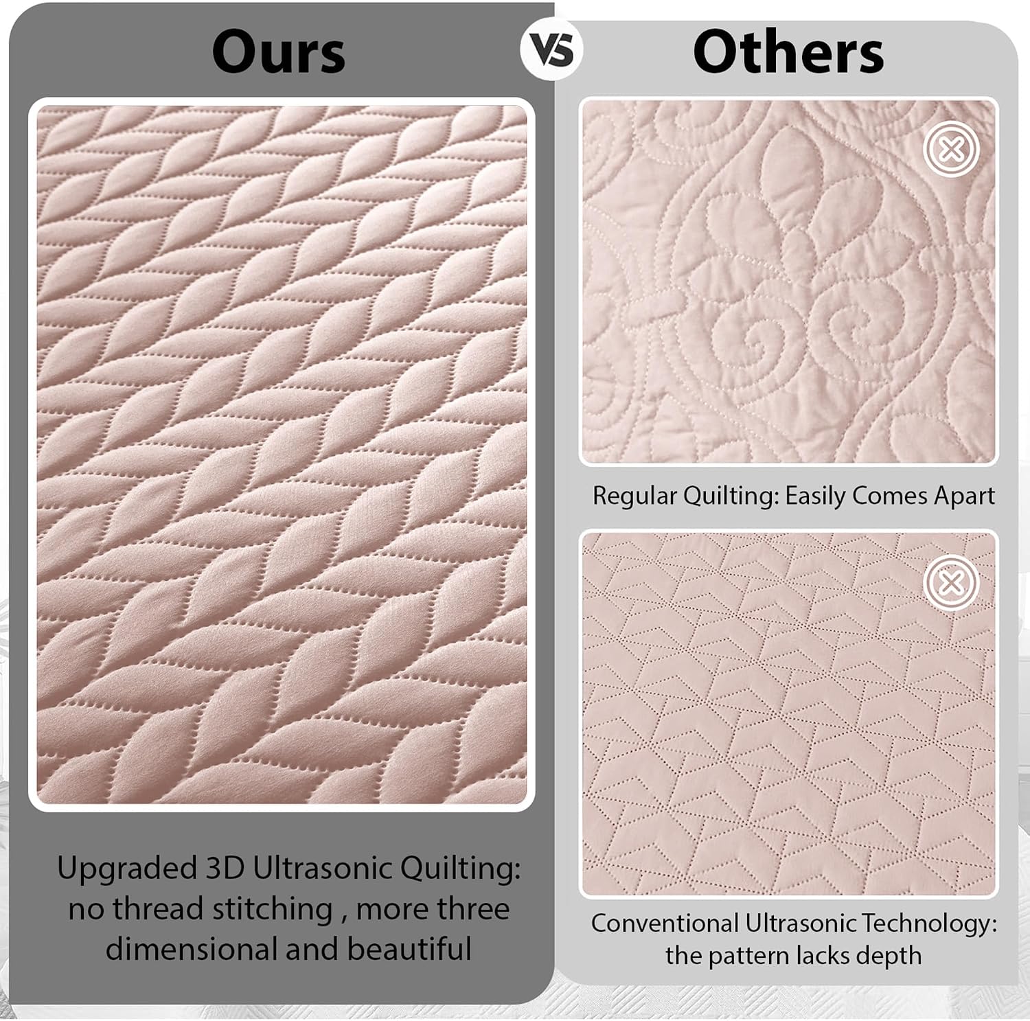 IR Imperial Rooms 8 Pack Quilt King Size Bedding (106' x 96') - Bulk Wholesale for Hotels, Guest Bedroom & Airbnbs - Lightweight Microfiber Reversible Embossed Quilts Bedspread (Peach)